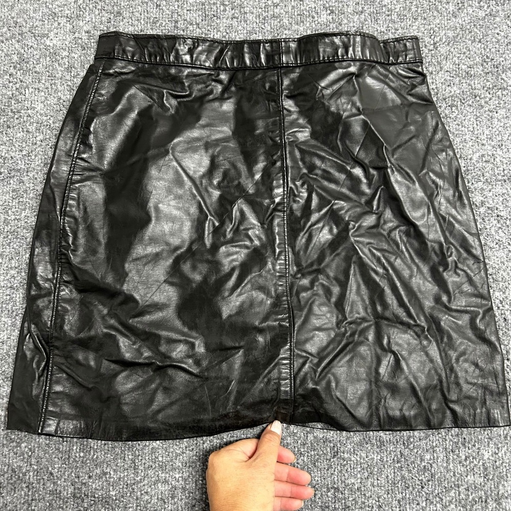 Park V Skirt Womens Size 10 Black Leather Mini High Waisted Vintage Made in USA